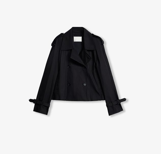 "Night Messenger" anti-wrinkle waterproof large lapel short straight box windbreaker for women-5