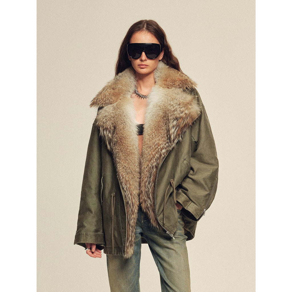 Firelady Women's Sheepskin Parka coat with Two-Tone Toscana Coyote Fur Collar“Wilderness Parka”-0