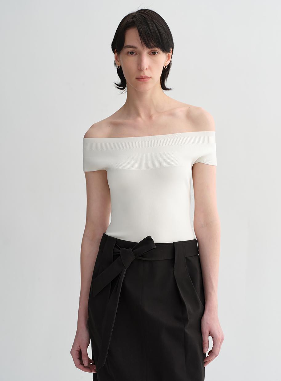 Mulberry silk blended one-shoulder strapless elegant multi-color knitted summer top T-shirt for women-6