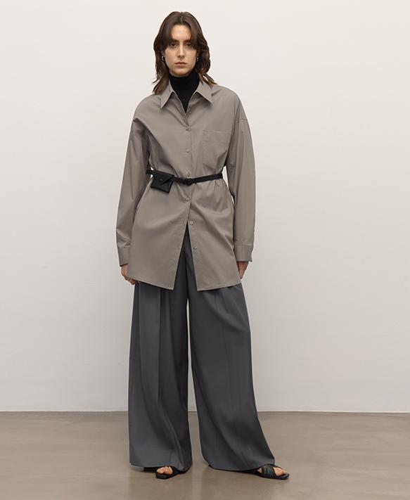 "Heart's Desire" high-end high-density nylon cotton drapes stylish all-match silhouette shirt-1