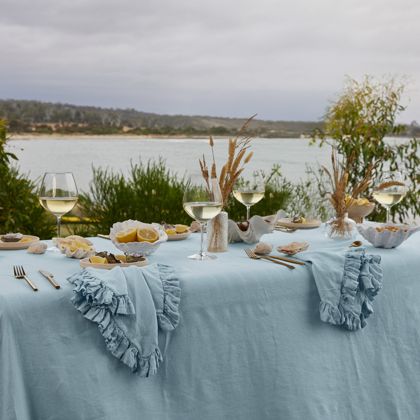 100% Linen Napkin Set Frill-0