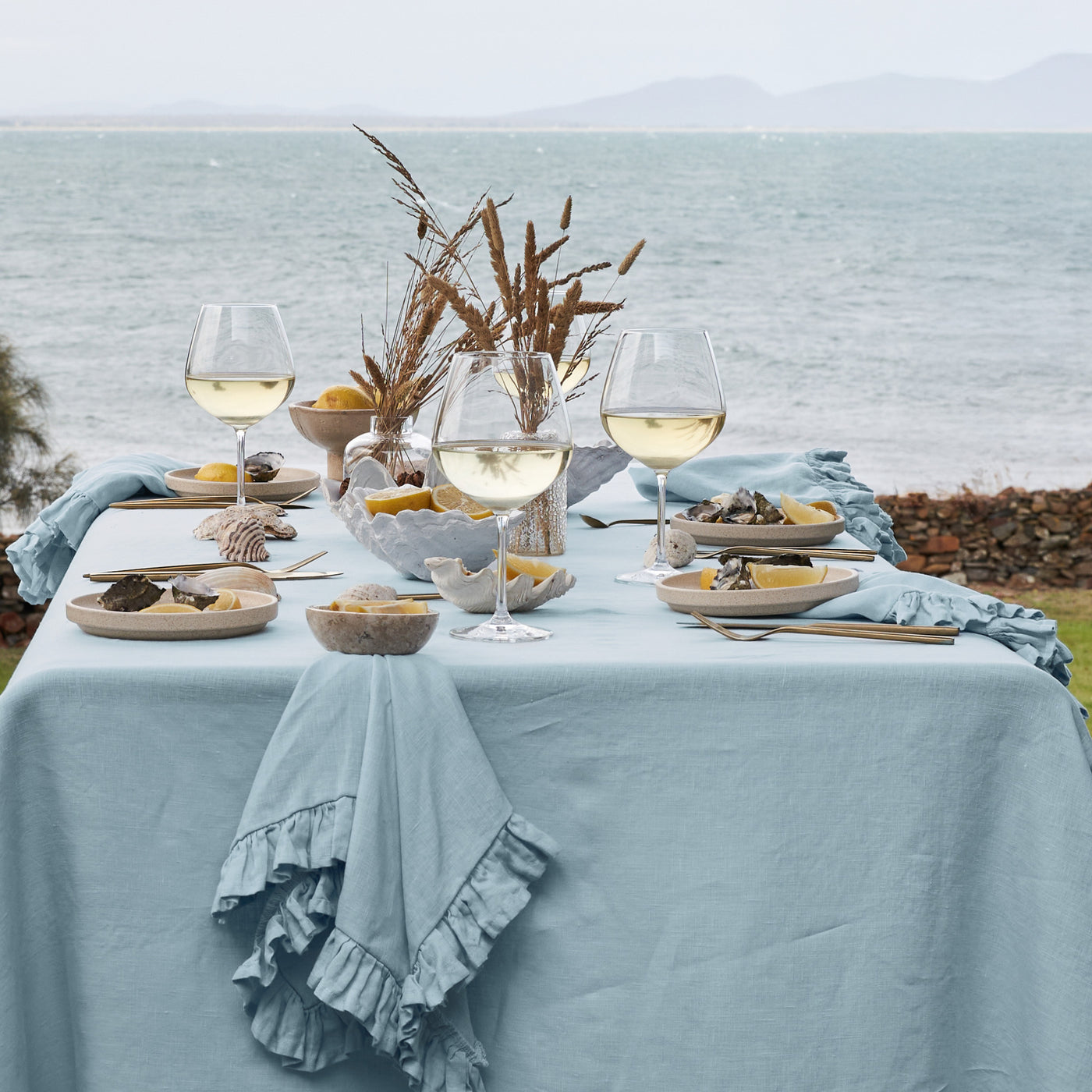 100% Linen Napkin Set Frill-1