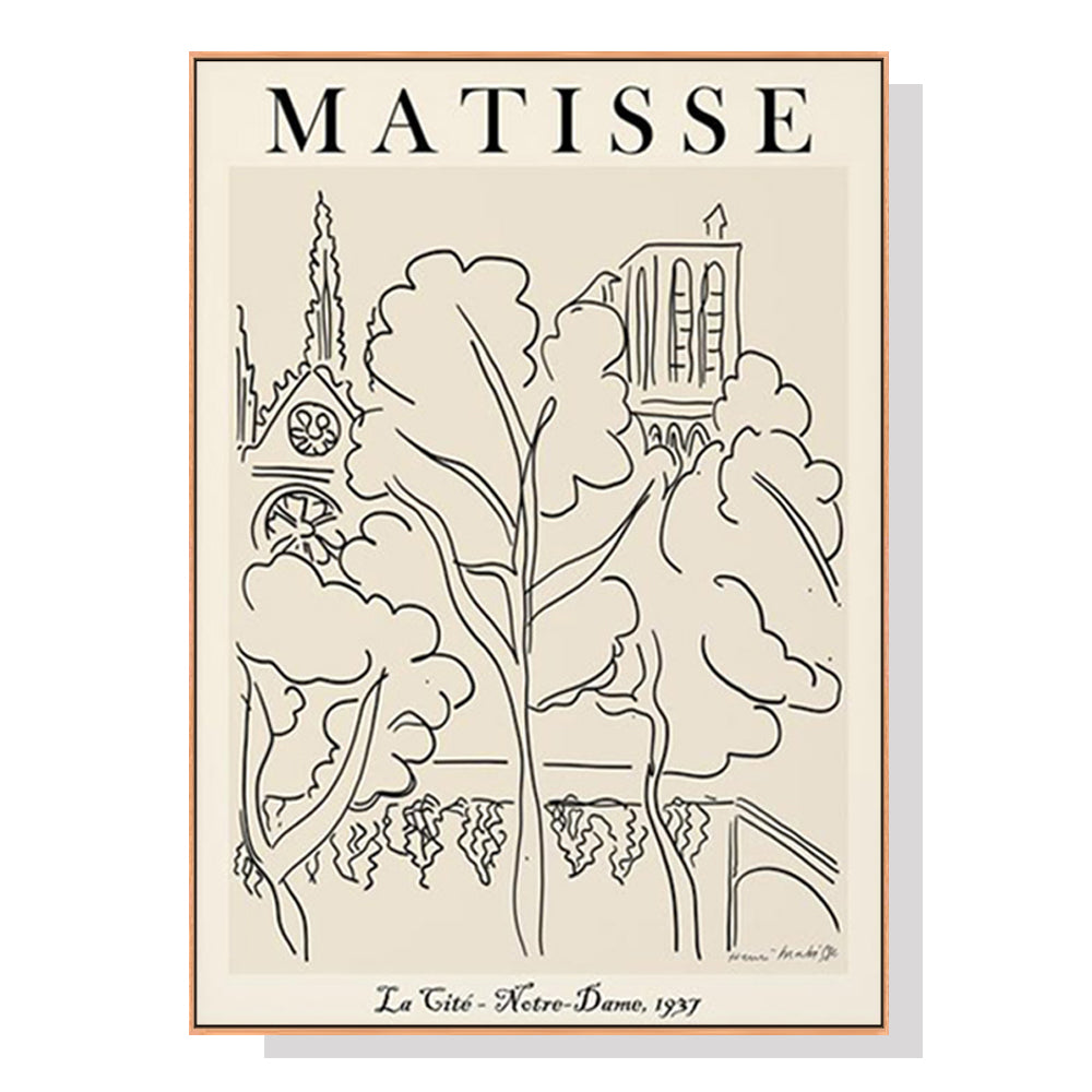 Line Art By Henri Matisse Wood Frame Canvas