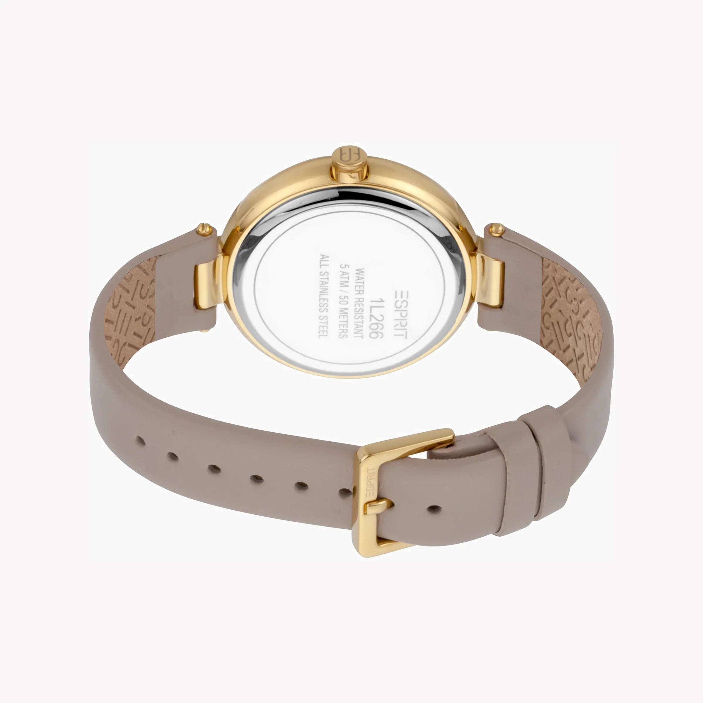 Esprit Women's Beige Leather Watch, Silver Dial | Es1l123m0015