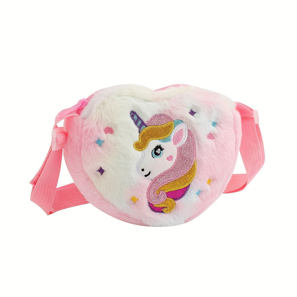 NNETM Girl's Unicorn Plush Crossbody Coin Purse