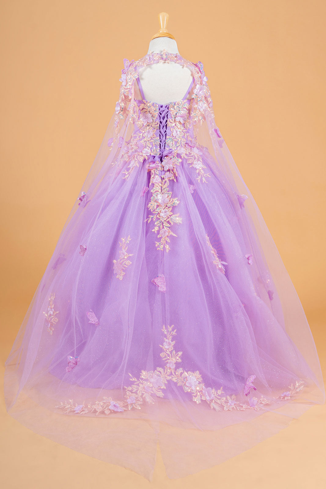 3D Flower and Butterfly Applique Kids Dress With Matching Tunic