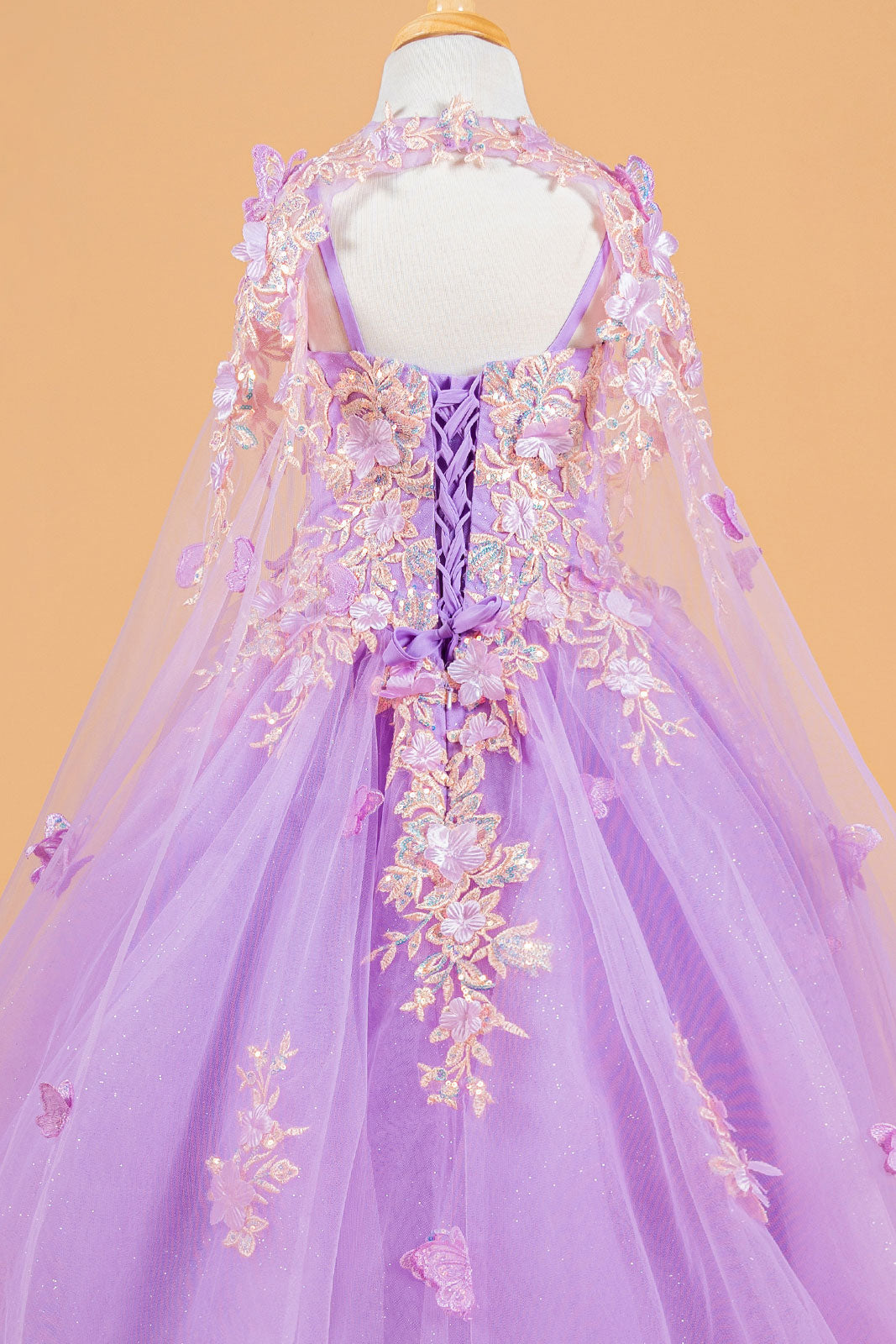 3D Flower and Butterfly Applique Kids Dress With Matching Tunic