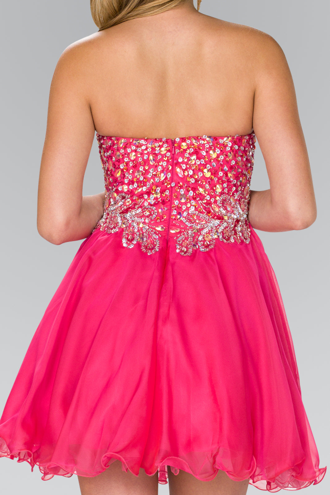 Strapless Sweetheart Short Dress with Jewel and Sequin Embellished Bodice-3