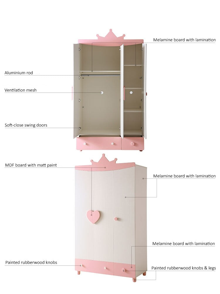 Princess Isabella Pink Wardrobe Cabinet