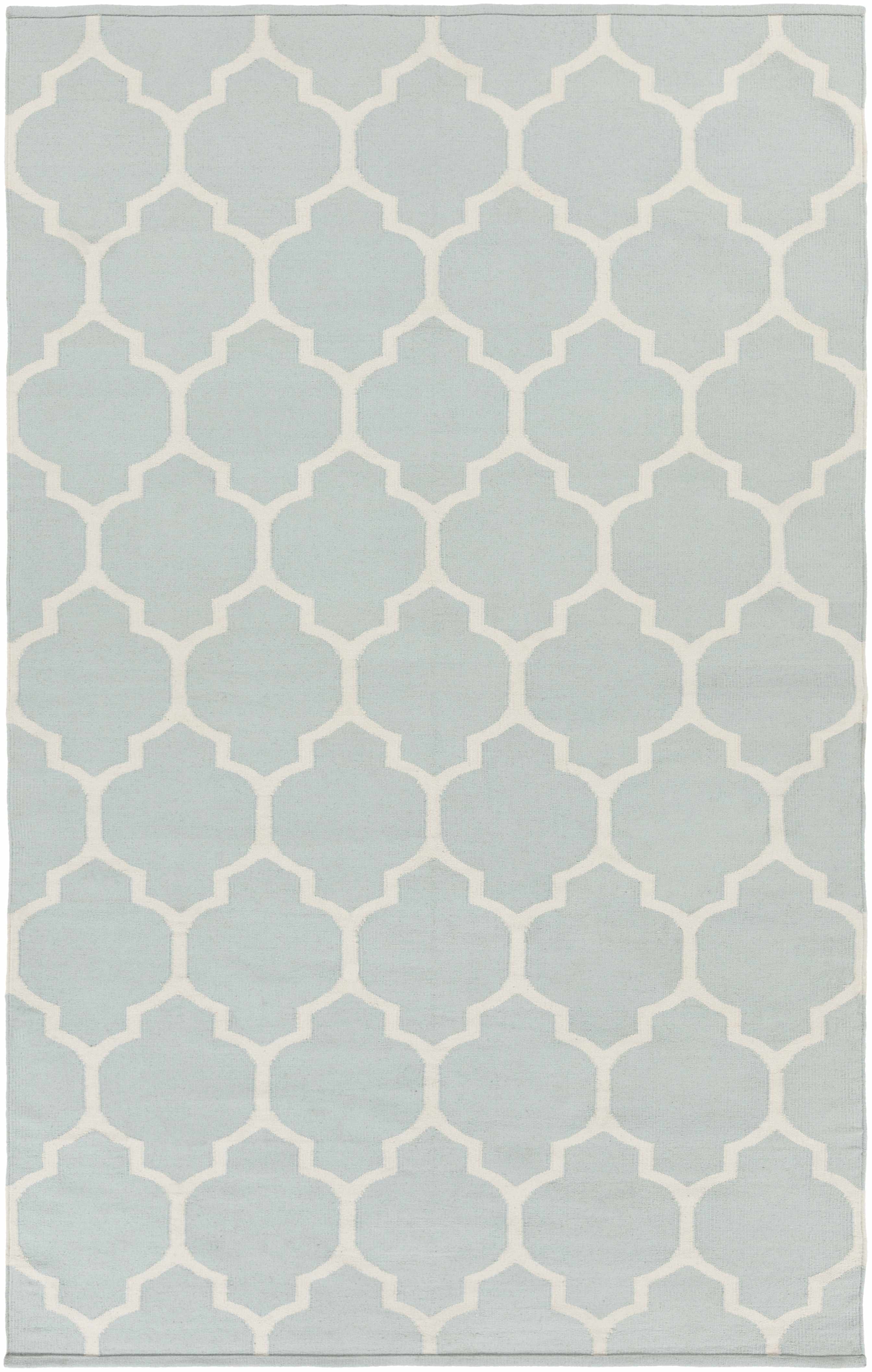 Ragan Ice Blue Trellis Cotton Rug
