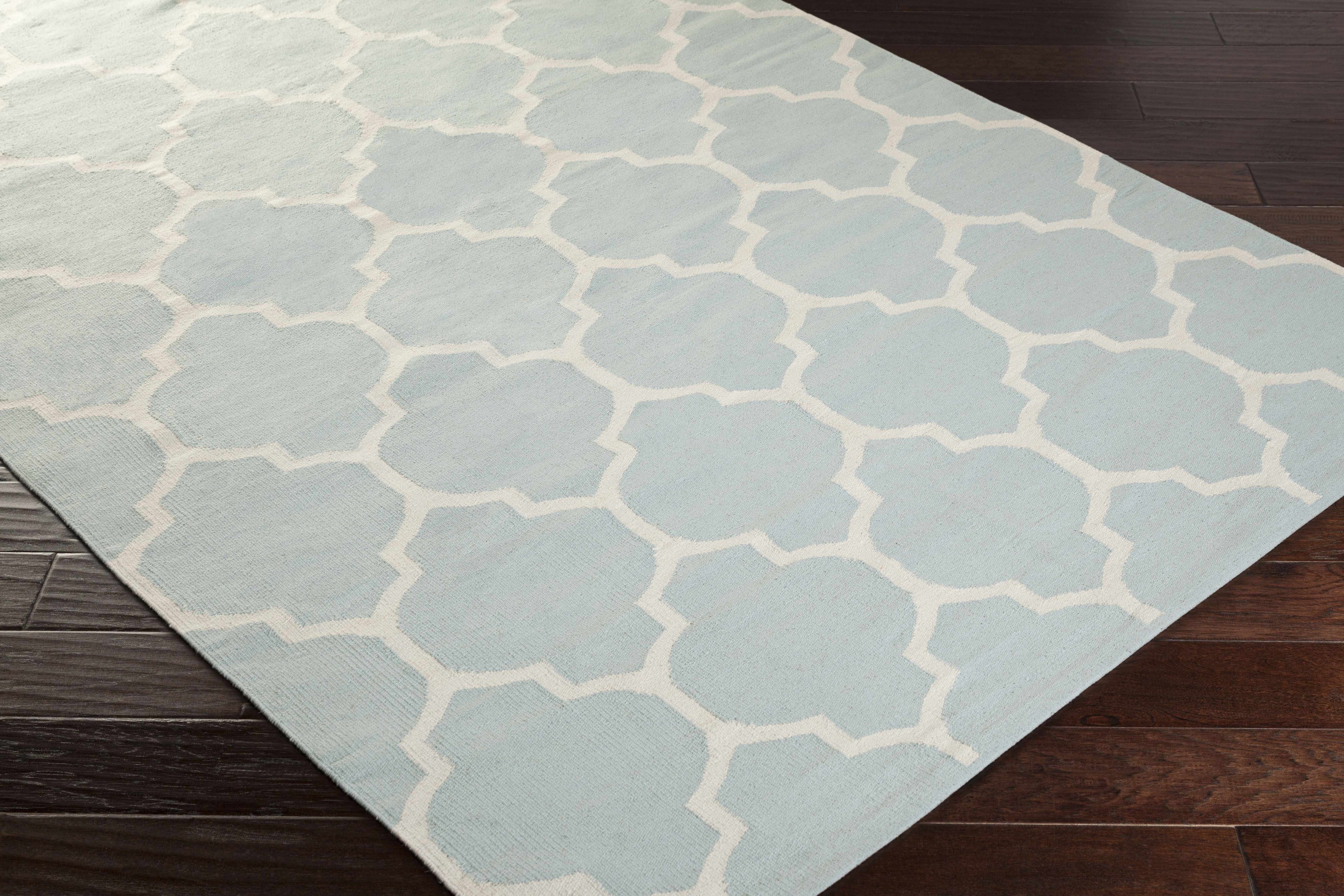 Ragan Ice Blue Trellis Cotton Rug