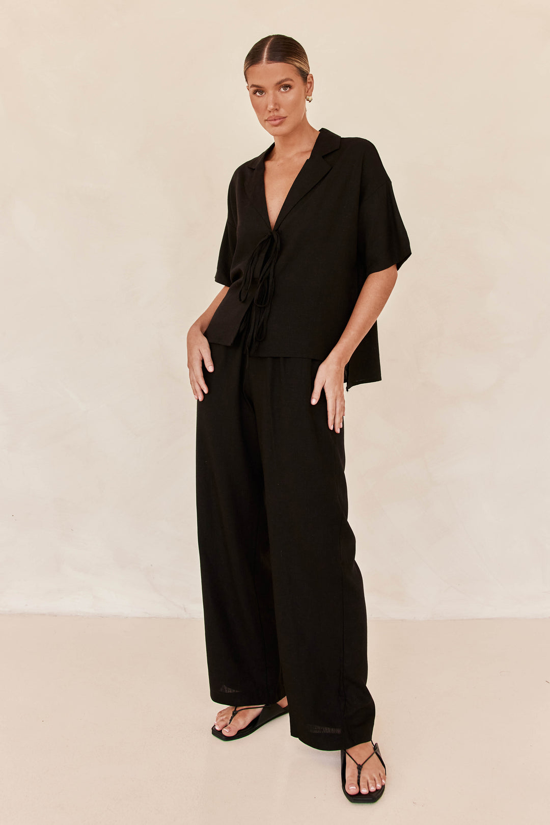 Black Linen Co ord set | Co-ord set | Linen Clothing | 100% Organic Linen-2