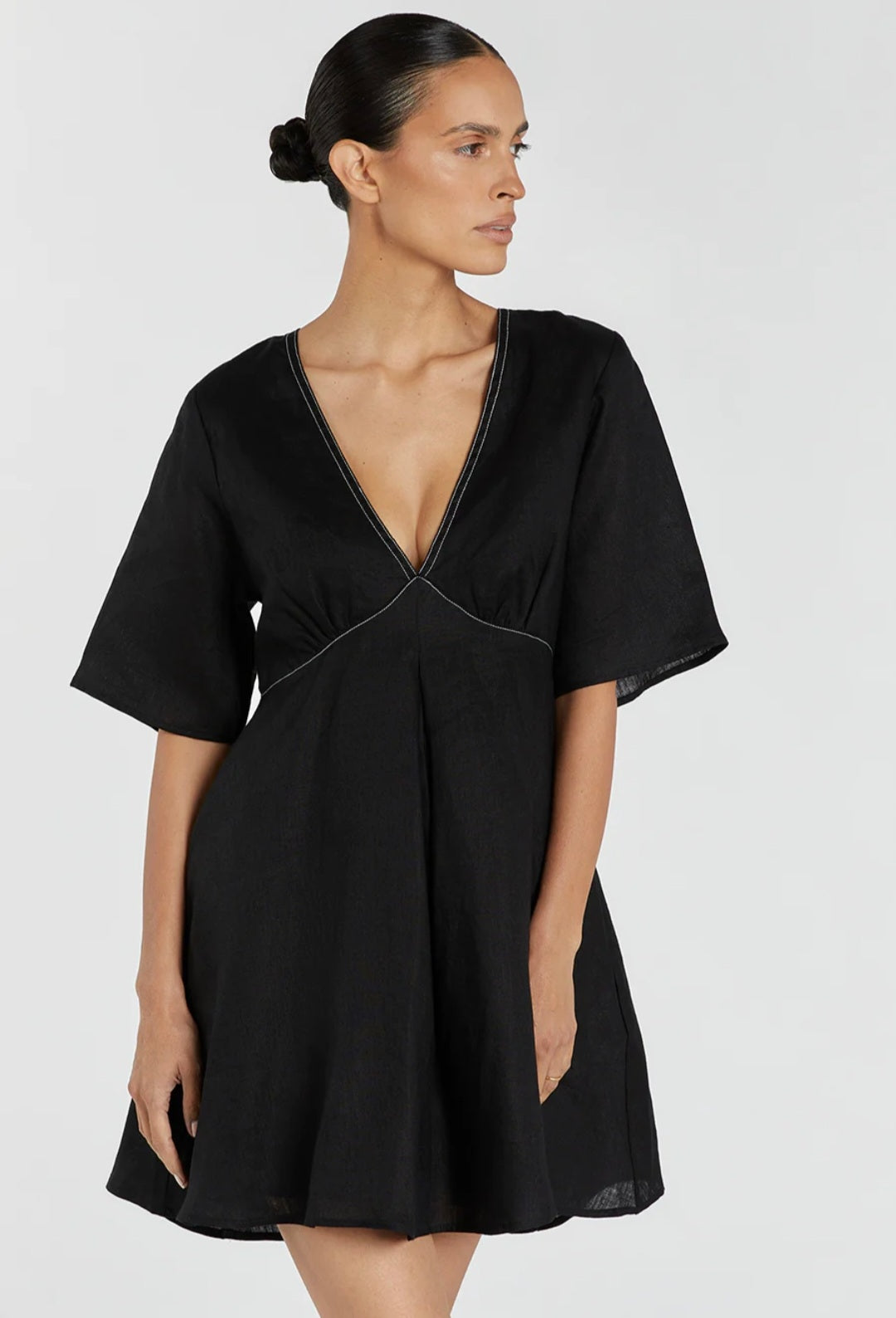 Black Linen Dress | Mini Dress | Linen Dress | Linen Clothing | 100% Organic Linen