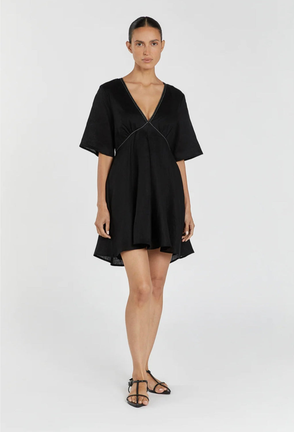 Black Linen Dress | Mini Dress | Linen Dress | Linen Clothing | 100% Organic Linen