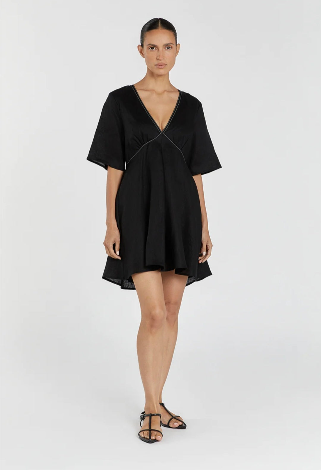 Black Linen Dress | Mini Dress | Linen Dress | Linen Clothing | 100% Organic Linen