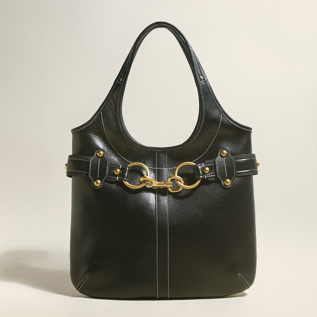 Vintage Belted Leather Bag