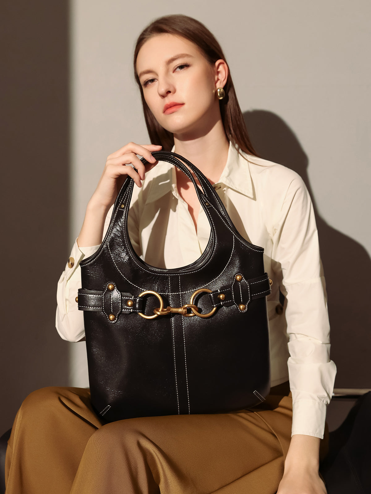 Vintage Belted Leather Bag